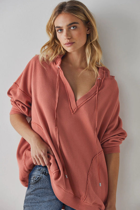 Exposed Seam Drawstring Lange Mouw Hoodie | Moderne Casual Hoodie | Comfortabele Fit