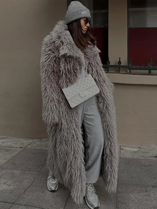 Dames Fluffy Overjas | Lange Winterstijl | Warme Neppels Damesjas