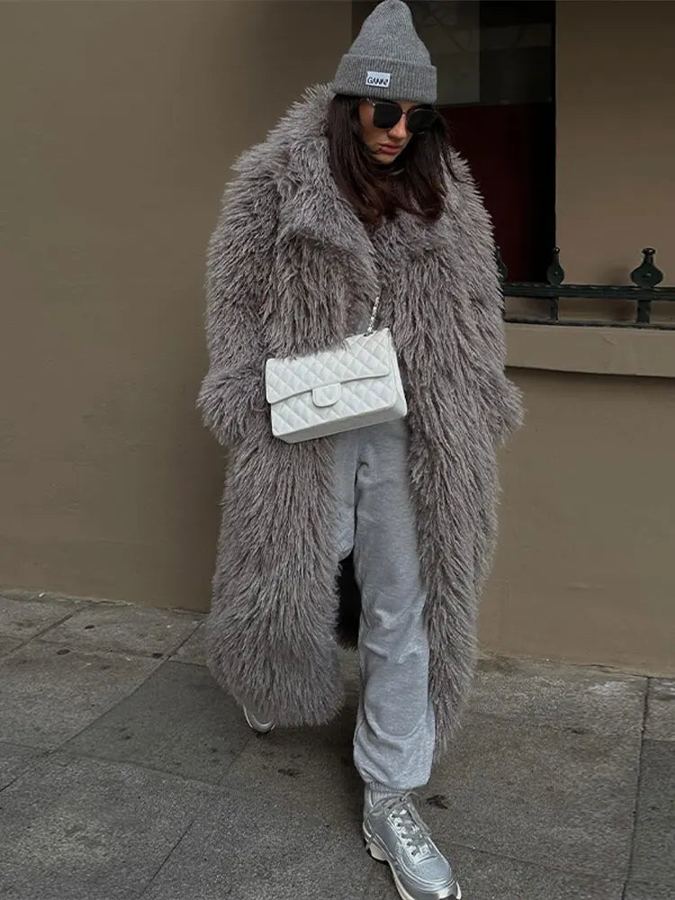 Dames Fluffy Overjas | Lange Winterstijl | Warme Neppels Damesjas