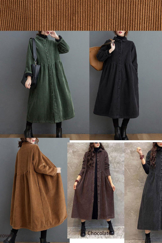 Dames Corduroy Winterjas | Lange Overjasstijl | Warme Herfstjas