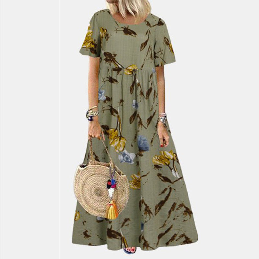 SASKIA - Lange jurk met vintage bloemenprint