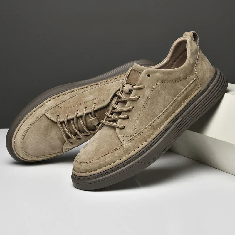 Heren Casual Veterschoenen met Contrast Zool en Verhoogde Stiksels