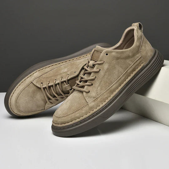 Heren Casual Veterschoenen met Contrast Zool en Verhoogde Stiksels