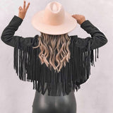 Suède Jas met Franjes Dames – Western Stijl Fringe Jacket in Zacht Imitatieleer
