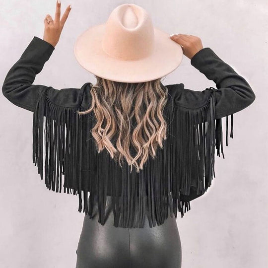 Suède Jas met Franjes Dames – Western Stijl Fringe Jacket in Zacht Imitatieleer