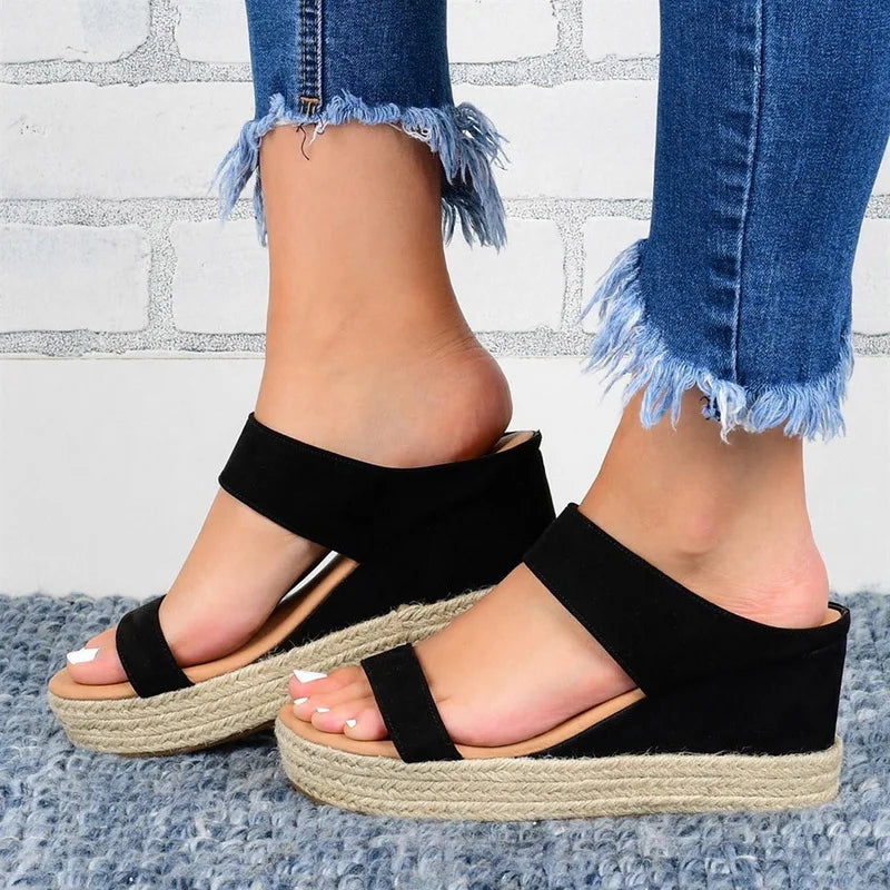 Dames Sandalen op Wedge met Gevlochten Zool