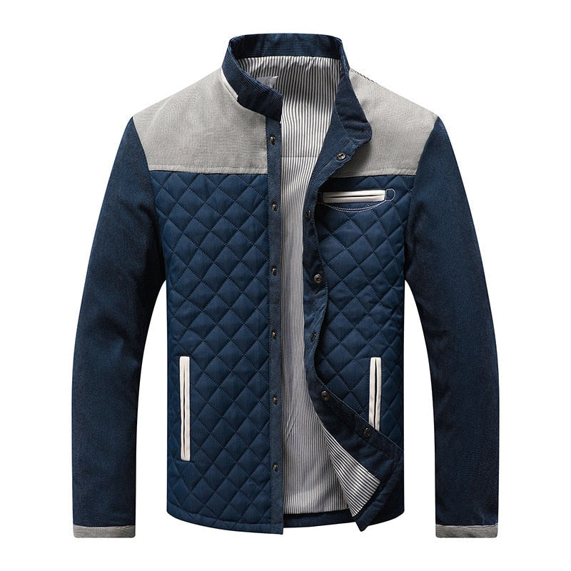 Bicolore Windbreaker Jas met Hoge Kraag en Verborgen Sluiting voor Heren | Ideaal voor het Middenseizoen en Koele Dagen