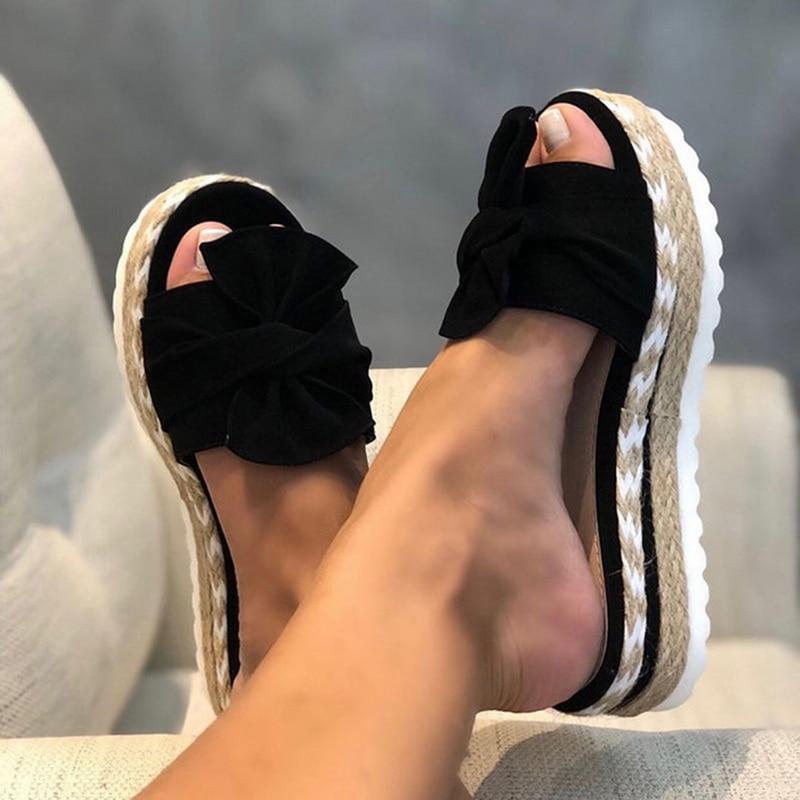 Zomer sandalen voor dames met strik op platform