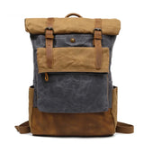 Heren Vintage Canvas Rugzak | Waterdichte Leren Schooltas | Casual Dagrugzak voor Laptop en Reizen
