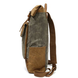 Heren Vintage Canvas Rugzak | Waterdichte Leren Schooltas | Casual Dagrugzak voor Laptop en Reizen