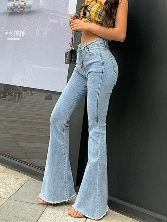 Dames Hoge Taille Flared Jeans