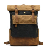 Heren Vintage Canvas Rugzak | Waterdichte Leren Schooltas | Casual Dagrugzak voor Laptop en Reizen