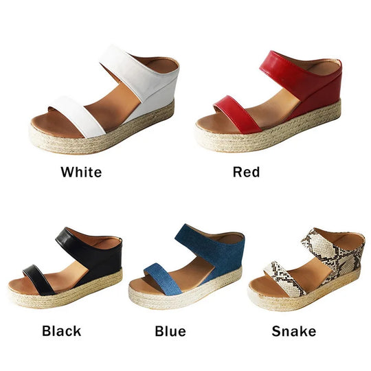 Dames Sandalen op Wedge met Gevlochten Zool
