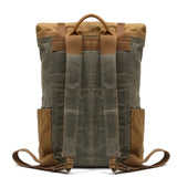 Heren Vintage Canvas Rugzak | Waterdichte Leren Schooltas | Casual Dagrugzak voor Laptop en Reizen
