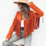 Suède Jas met Franjes Dames – Western Stijl Fringe Jacket in Zacht Imitatieleer