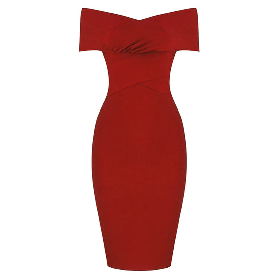 Elegante pencil jurk met blote schouders