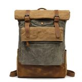 Heren Vintage Canvas Rugzak | Waterdichte Leren Schooltas | Casual Dagrugzak voor Laptop en Reizen