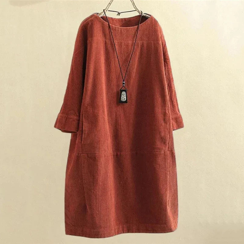 Dames corduroy jurk met een losse pasvorm