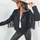 Suède Jas met Franjes Dames – Western Stijl Fringe Jacket in Zacht Imitatieleer