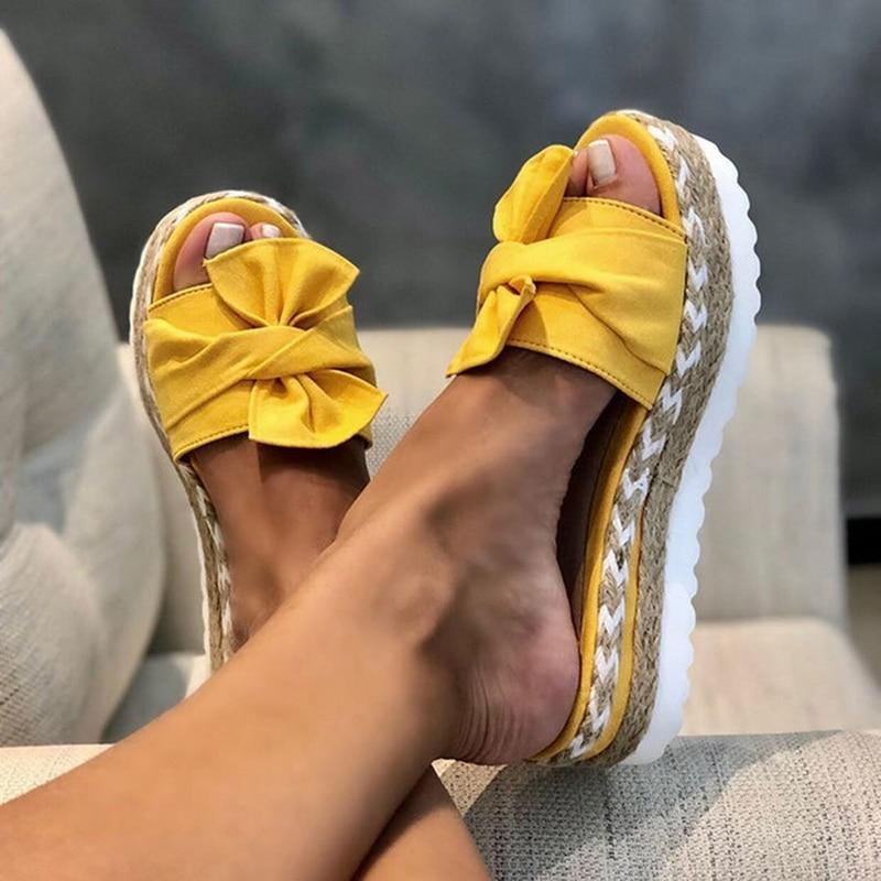 Zomer sandalen voor dames met strik op platform