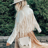 Suède Jas met Franjes Dames – Western Stijl Fringe Jacket in Zacht Imitatieleer