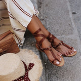 Dames Leren Gladiator Sandalen