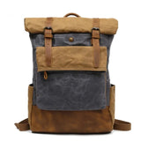 Heren Vintage Canvas Rugzak | Waterdichte Leren Schooltas | Casual Dagrugzak voor Laptop en Reizen