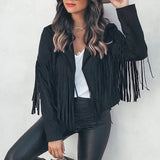 Suède Jas met Franjes Dames – Western Stijl Fringe Jacket in Zacht Imitatieleer