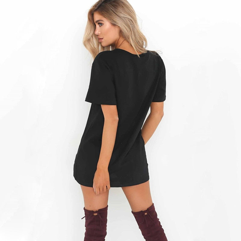 Casual T-shirt Jurk met Trendy Uitsnijding