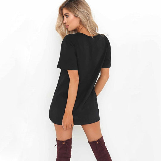 Casual T-shirt Jurk met Trendy Uitsnijding