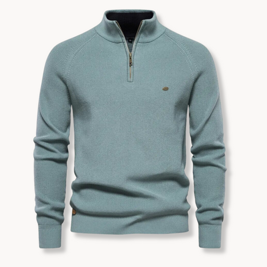 Heren Half-Zip Gebreide Trui met Staande Kraag en Slim Fit