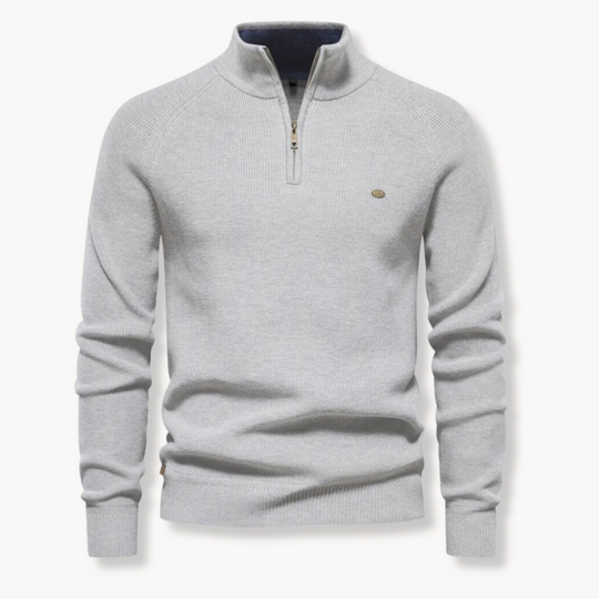Heren Half-Zip Gebreide Trui met Staande Kraag en Slim Fit