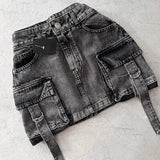 Dalina - A-lijn Denim Rok in Effen Kleur