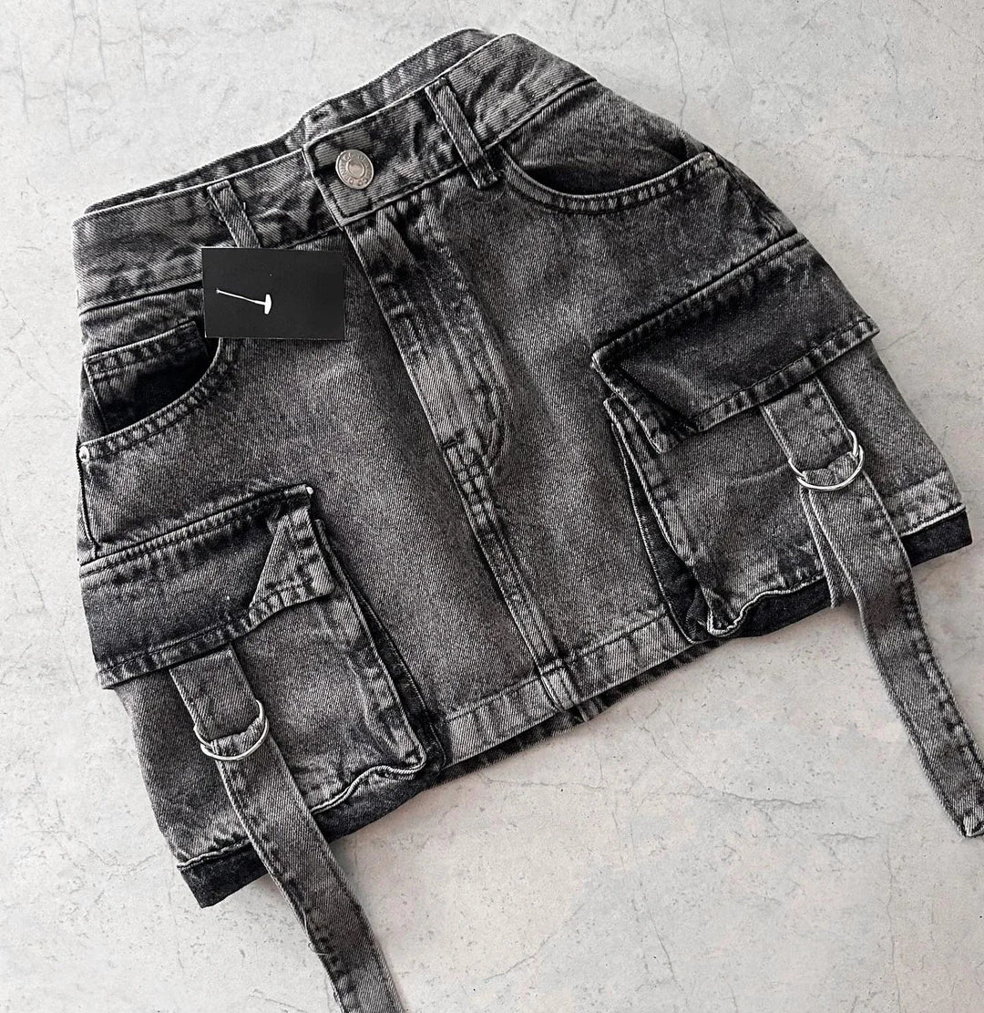 Dalina - A-lijn Denim Rok in Effen Kleur