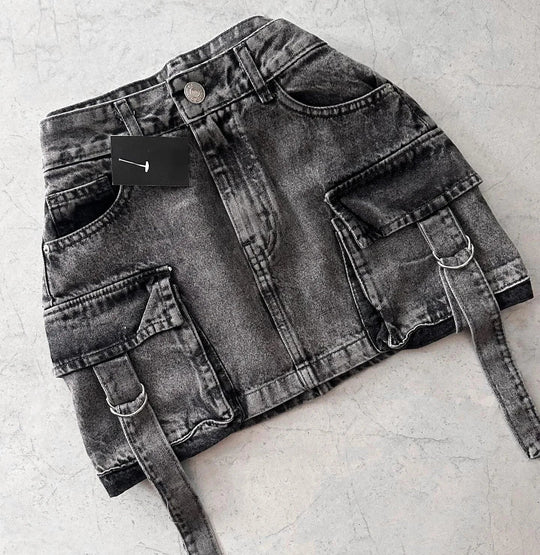 Dalina - A-lijn Denim Rok in Effen Kleur