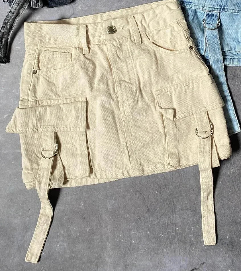 Dalina - A-lijn Denim Rok in Effen Kleur