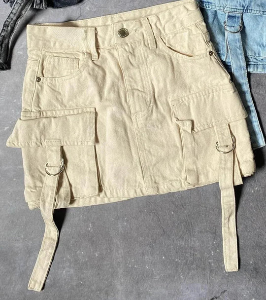 Dalina - A-lijn Denim Rok in Effen Kleur