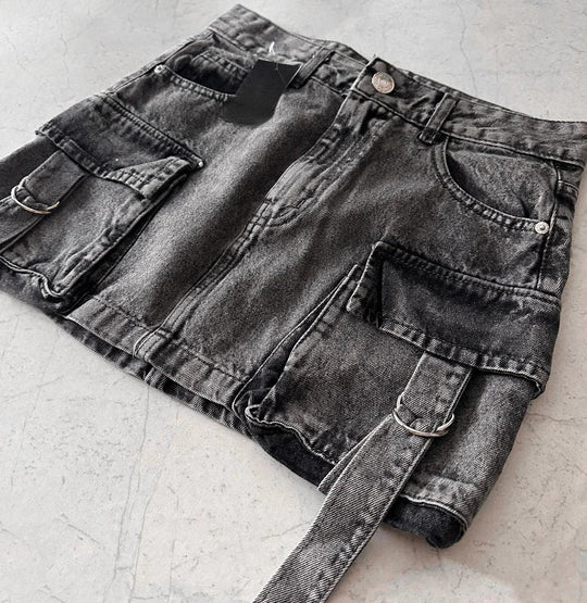 Dalina - A-lijn Denim Rok in Effen Kleur