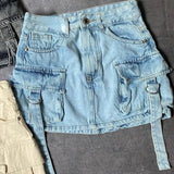 Dalina - A-lijn Denim Rok in Effen Kleur
