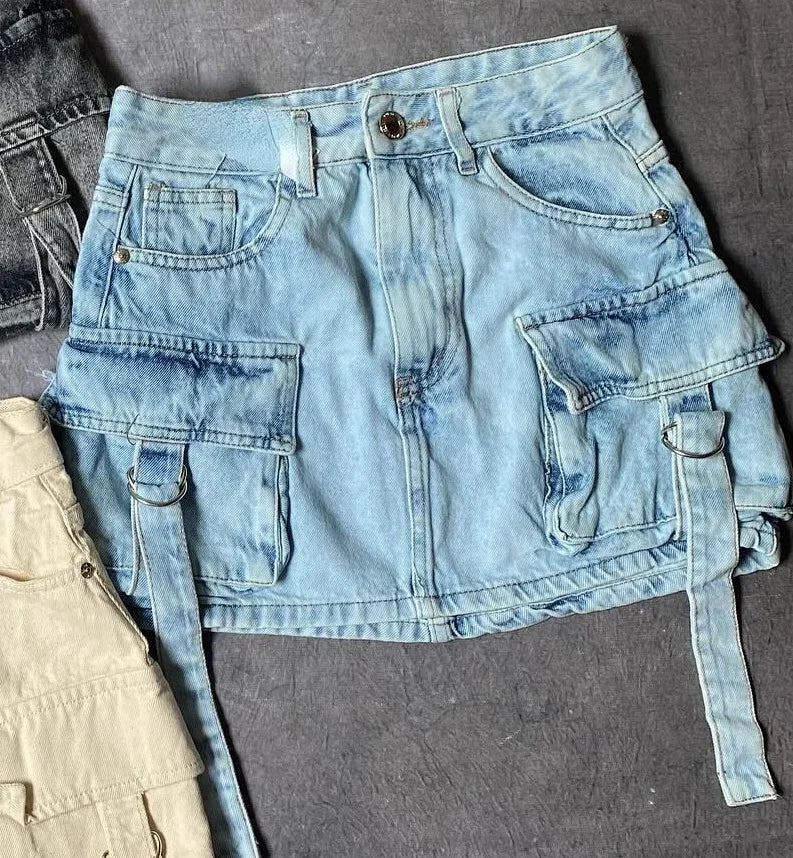 Dalina - A-lijn Denim Rok in Effen Kleur