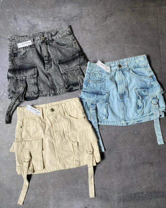 Dalina - A-lijn Denim Rok in Effen Kleur