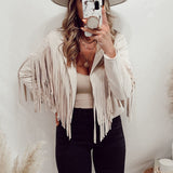 Suède Jas met Franjes Dames – Western Stijl Fringe Jacket in Zacht Imitatieleer