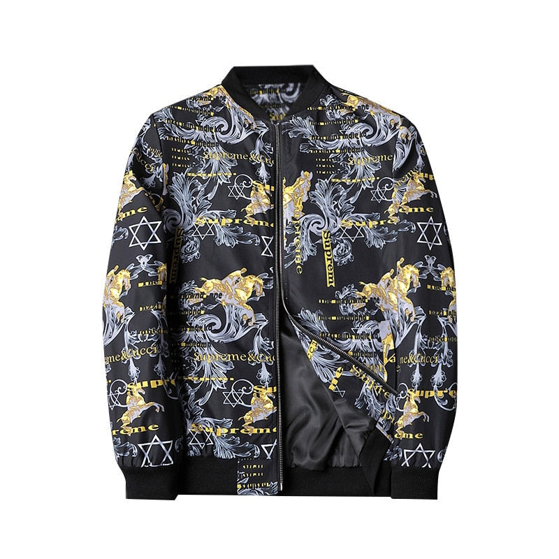 Bomberjack met Abstracte Print en Ritsluiting voor Heren | Ideaal voor Casual en Dagelijkse Outfits