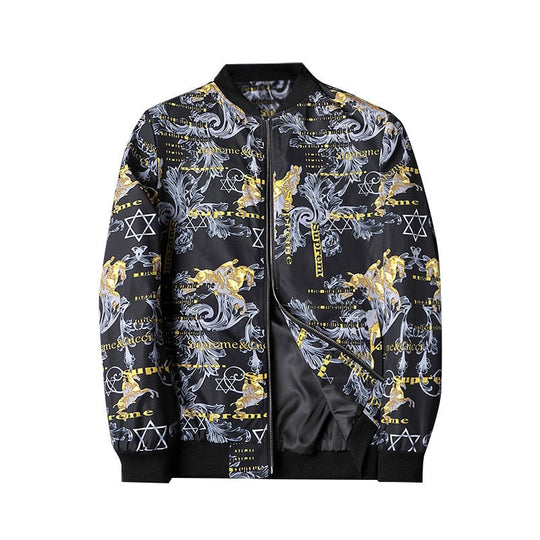 Bomberjack met Abstracte Print en Ritsluiting voor Heren | Ideaal voor Casual en Dagelijkse Outfits