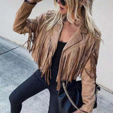 Suède Jas met Franjes Dames – Western Stijl Fringe Jacket in Zacht Imitatieleer