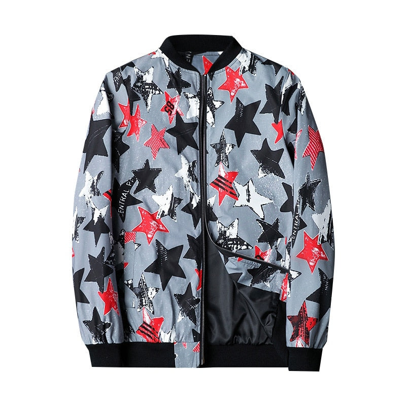 Bomberjack met Abstracte Print en Ritsluiting voor Heren | Ideaal voor Casual en Dagelijkse Outfits