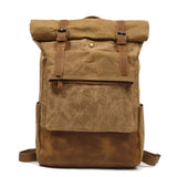 Heren Vintage Canvas Rugzak | Waterdichte Leren Schooltas | Casual Dagrugzak voor Laptop en Reizen
