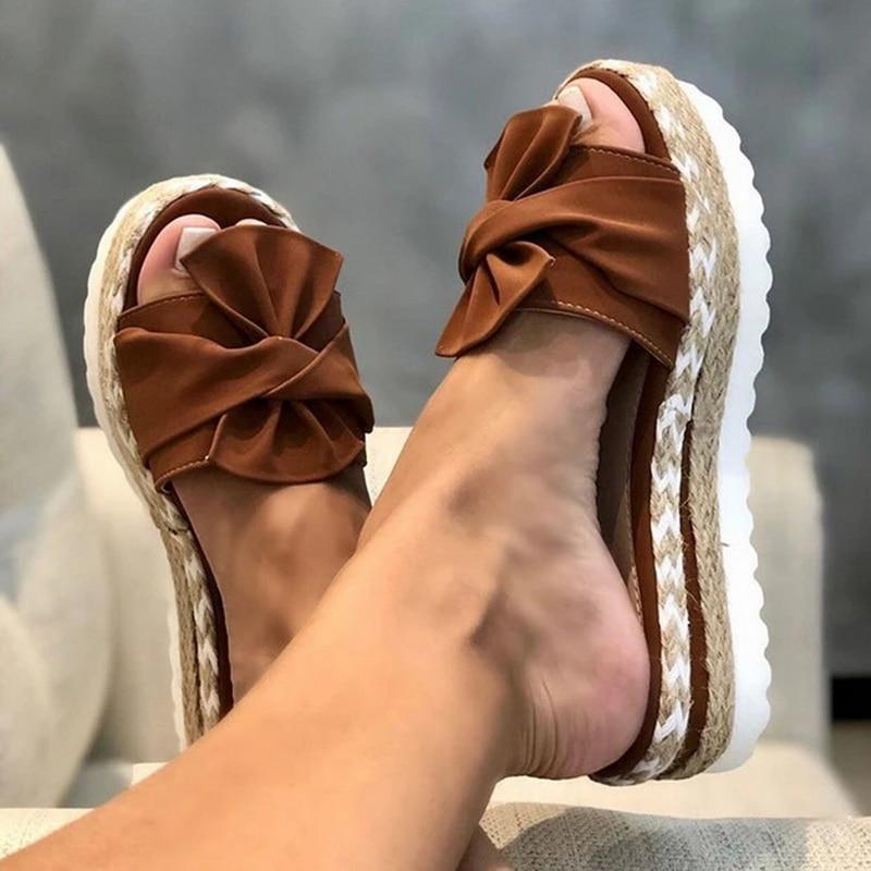 Zomer sandalen voor dames met strik op platform