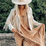 Suède Jas met Franjes Dames – Western Stijl Fringe Jacket in Zacht Imitatieleer