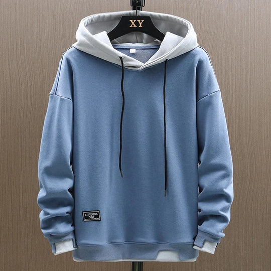 Heren Casual Colorblock Hoodie met Relaxed Fit en Trekkoordcapuchon